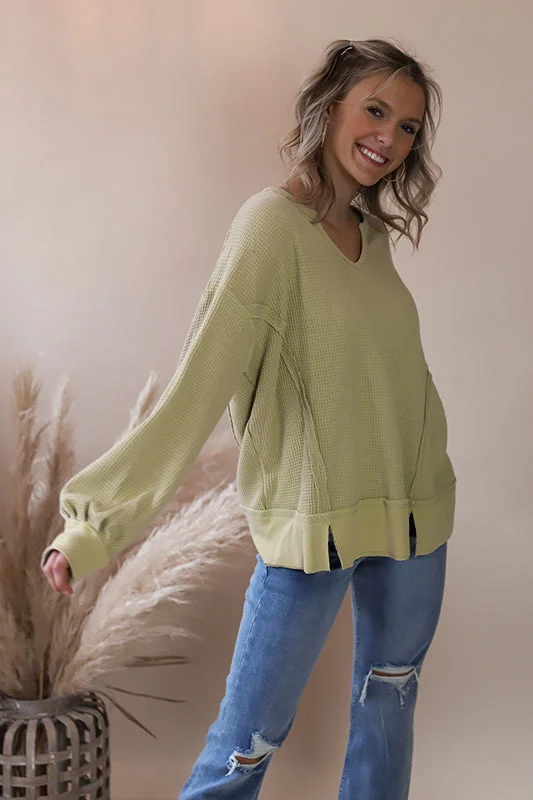 Pear Washed Thermal Feminine Women's Style 