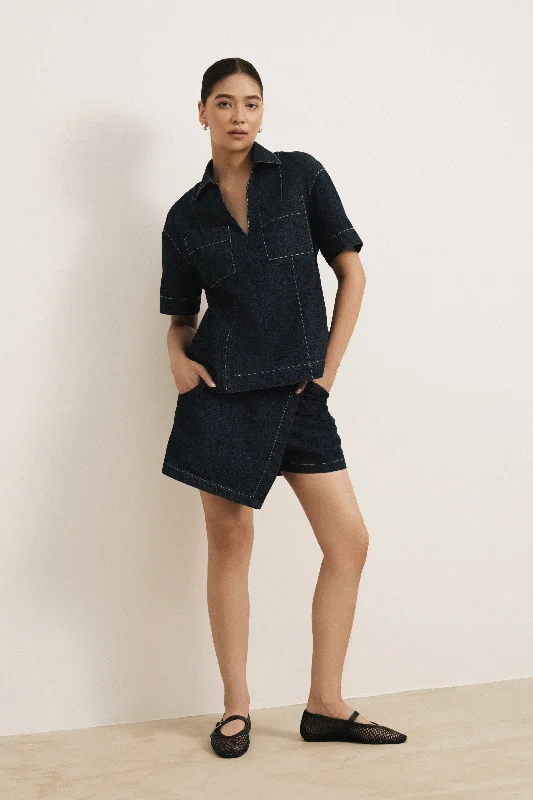 Dani Patch-Pocket Denim Top Confident Women's Power