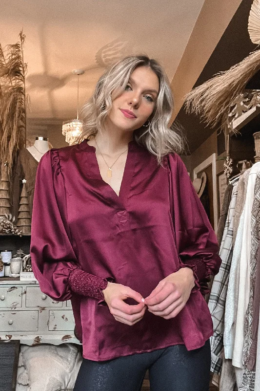 Roxanne Burgundy Blouse British Gentlewoman Style