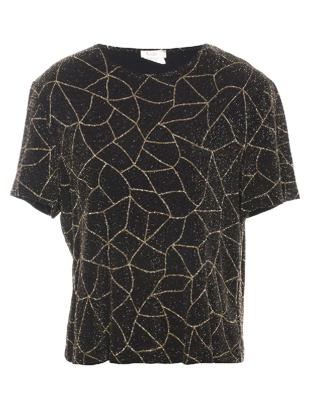 Black Evening Top - L Classic Women's Tweed