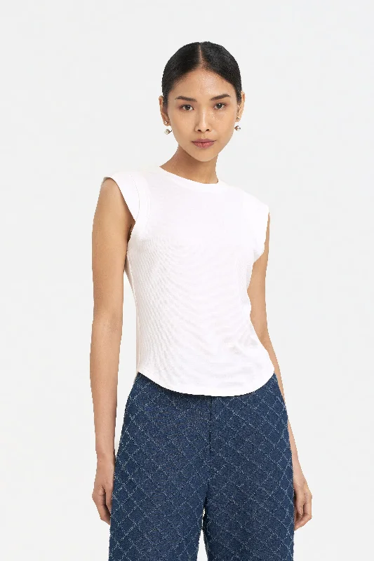 [Restocked] Indy Sleeveless Tank Top in Cloud White Bold Women's Statement