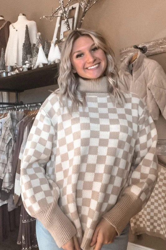 Chessa Checkered Sweater Preppy Women's College