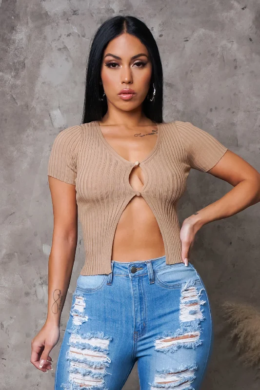 Itty Bitty Crop Top - Taupe Edgy Women's Punk