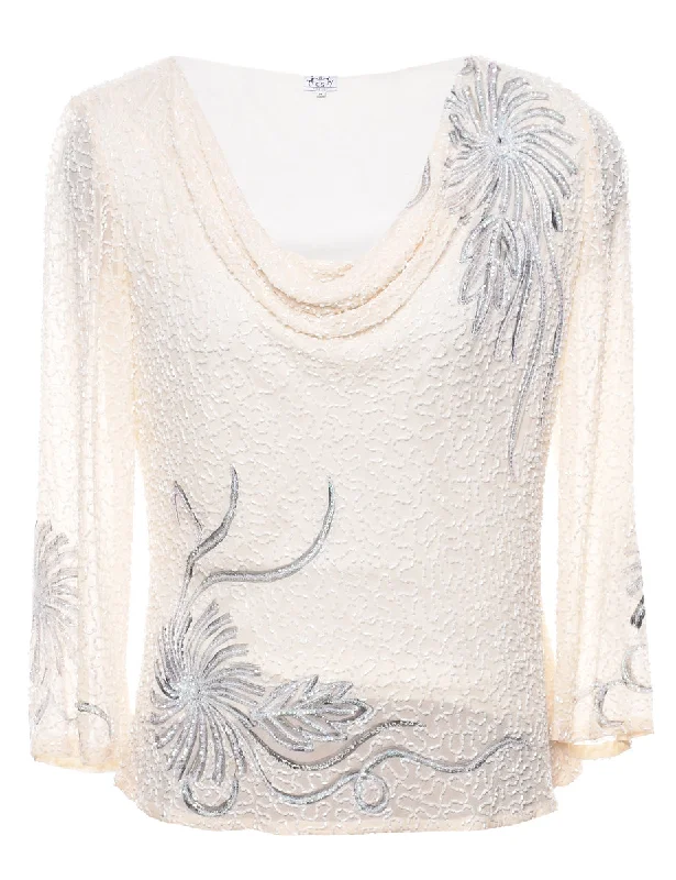 Silk Beaded Party Top - M Traditional Women's 
