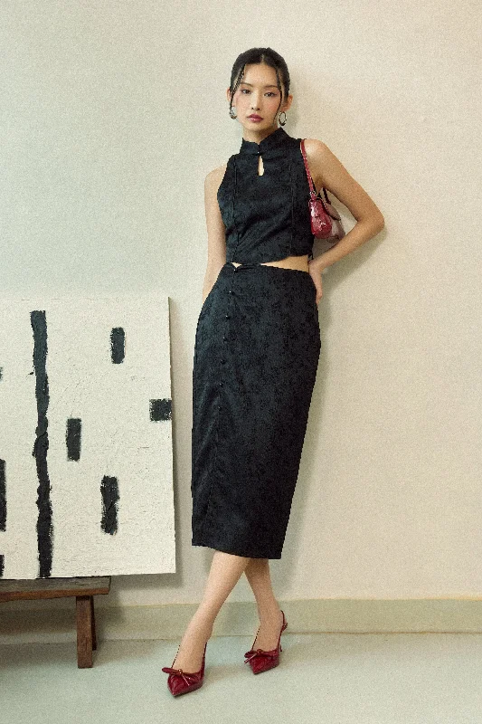 Lunar Cheongsam Top in Elegant Black Stylish Women's Neon