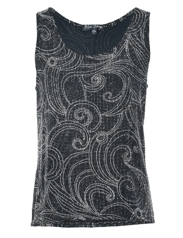 Metallic Finish Evening Top - M Monochromatic Office Style