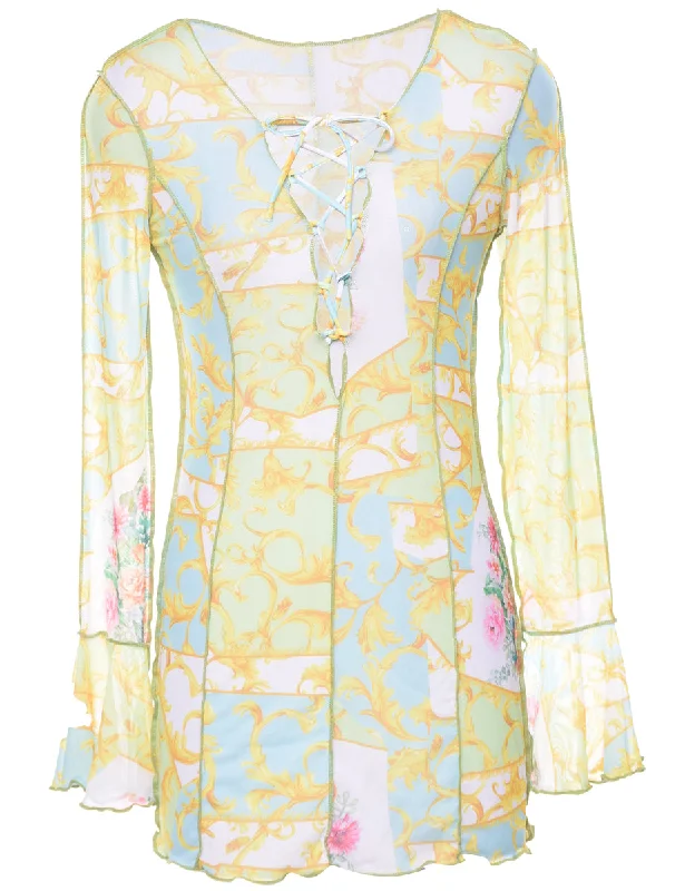 Floral Print Blouse - XS Cozy Women's Winter