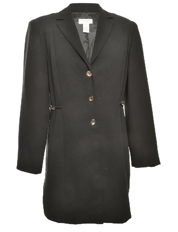 Button Front Black Jacket - M Streetwear Style for 