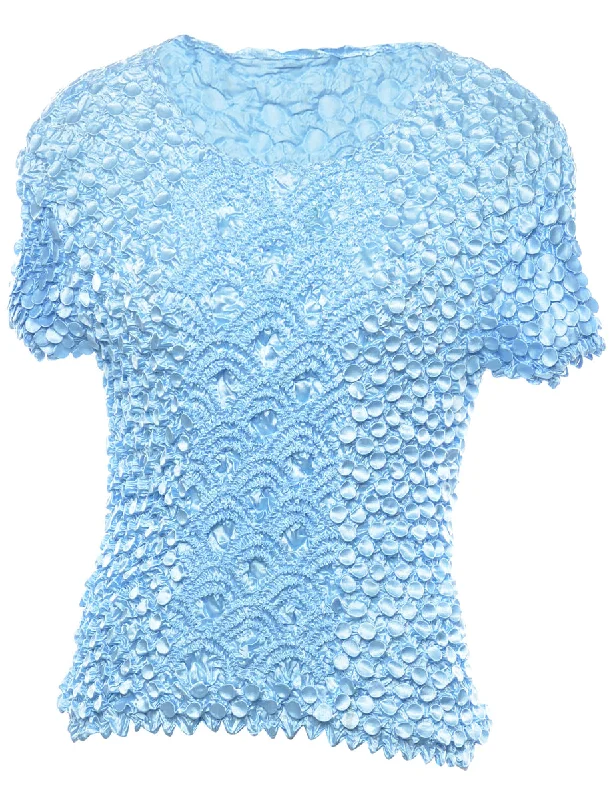 Light Blue Y2K Style Popcorn Top - M Classic Women's Pin - striped