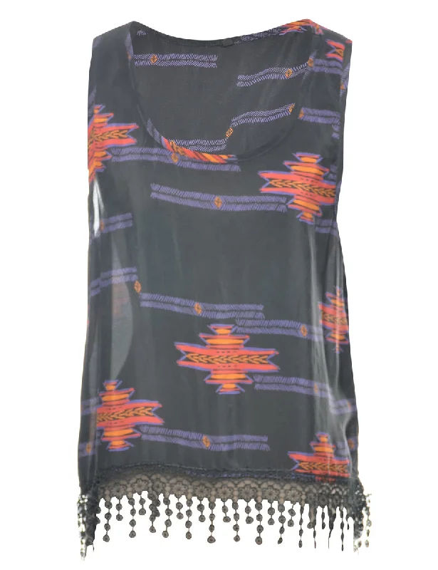 Aztec Print Top - M Trendy Women's 