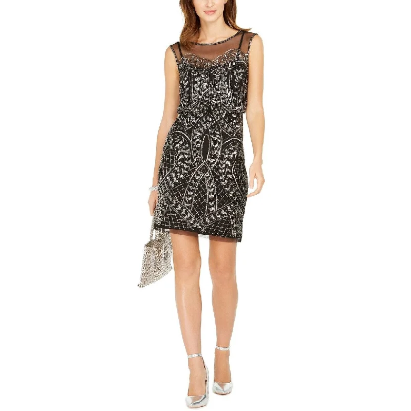 Adrianna Papell Women's Embellished Illusion Dress Black Size 2 Feminine Women's Soft Adrianna Papell Women's Embellished Illusion Dress Black Size 2 Feminine Women's Soft