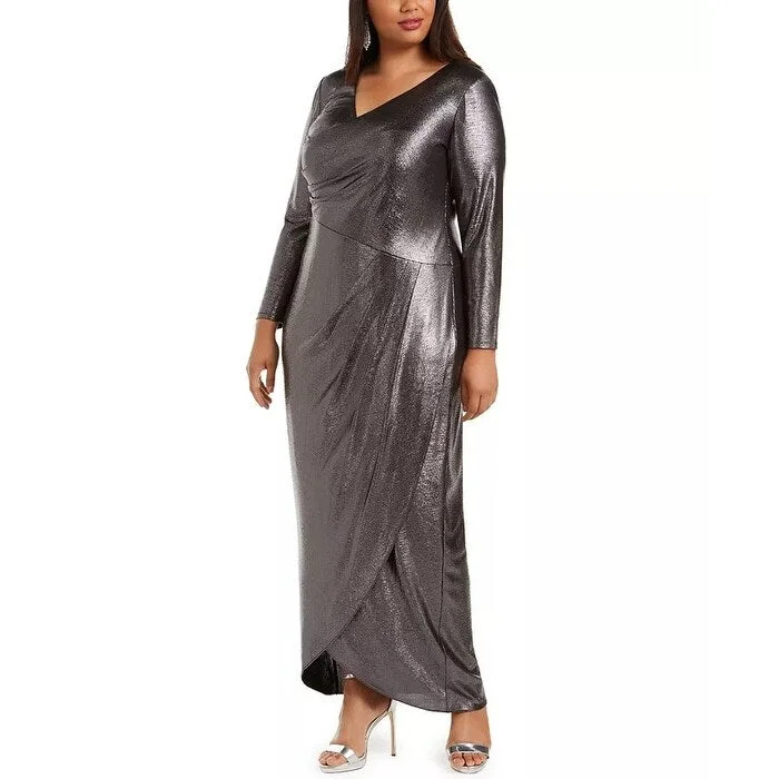 Adrianna Papell Women's Plus Size Foiled Jersey Wrap Dress Charcoal Size 20 Scandinavian Adrianna Papell Women's Plus Size Foiled Jersey Wrap Dress Charcoal Size 20 Scandinavian