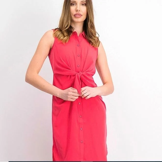 Alfani Women's Tie Front Shirtdress Red Size 14 Petite - 14 Petite Business