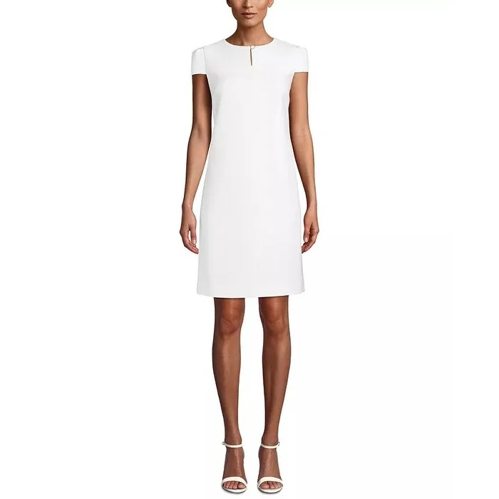 Anne Klein Women's Crepe Sheath Dress White Size 6 European