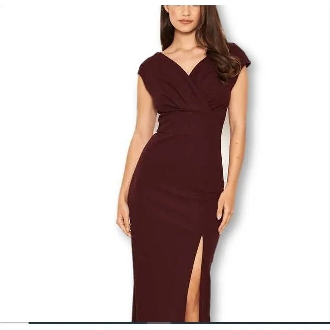 AX Paris Women's Wrap V Neck Slit Maxi Dress Purple Size 6 Classic Women's Pin - striped AX Paris Women's Wrap V Neck Slit Maxi Dress Purple Size 6 Classic Women's Pin - striped
