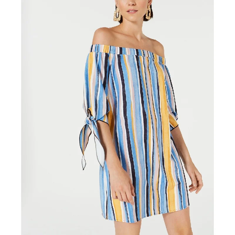 Bar III Women's Off-The-Shoulder Tie-Sleeve Dress Blue Size Medium Artistic Women's Avant - Bar III Women's Off-The-Shoulder Tie-Sleeve Dress Blue Size Medium Artistic Women's Avant -