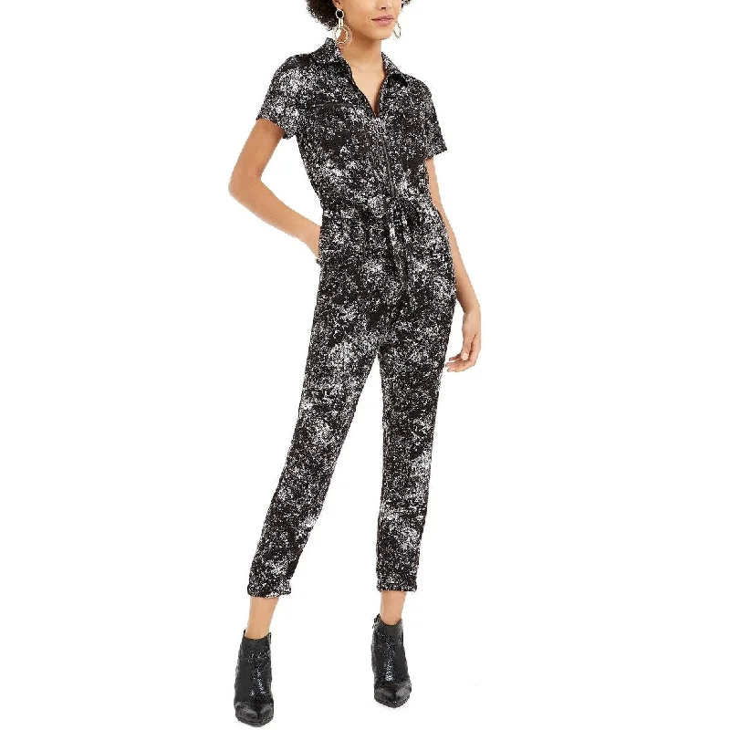 Bar III Women's Splatter Print Utility Jumpsuit Black Size Medium Trendy Women's Oversized Bar III Women's Splatter Print Utility Jumpsuit Black Size Medium Trendy Women's Oversized