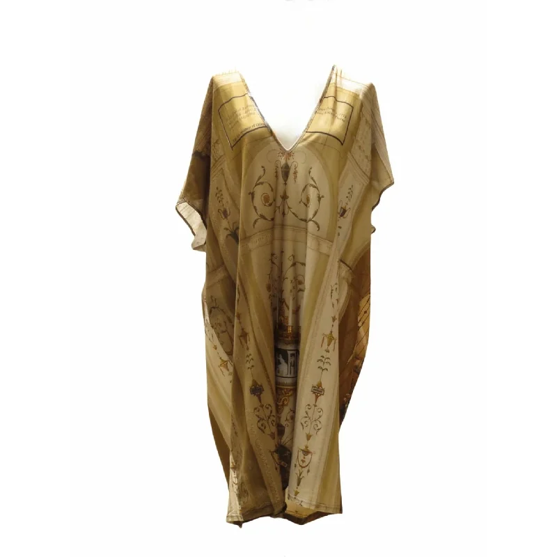 Barbara Bologna Print V Neck Loose Dress Sleek Women's 