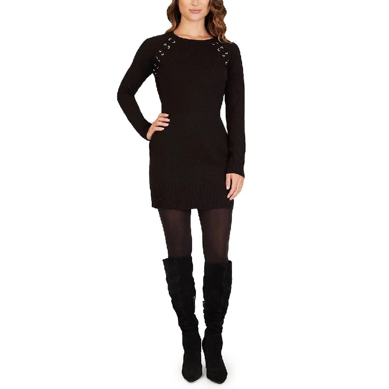 BCX Junior's Grommet Trim Bodycon Dress Black Size X-Small Refined Women's Classic 