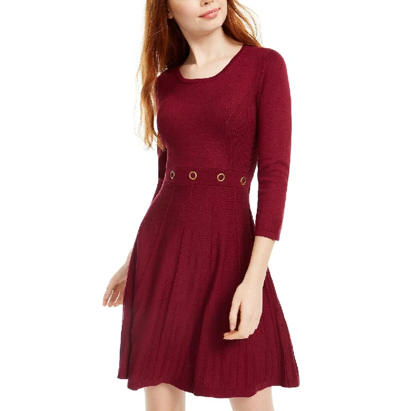 BCX Juniors' Grommet-Waist Fit & Flare Dress Red Size Extra Small Traditional Women's Wool