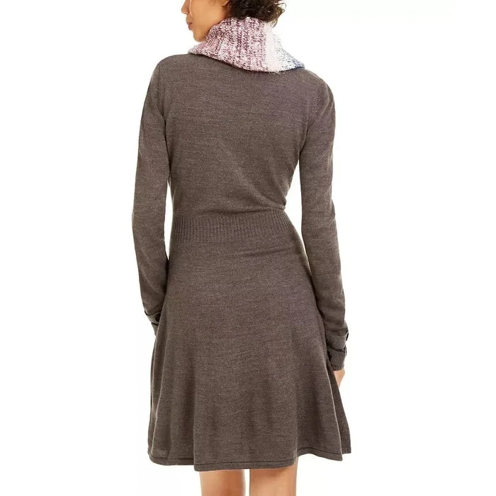 Bcx Women's Striped Scarf & Sweater Dress Gray Size Small Sporty Women's Tennis