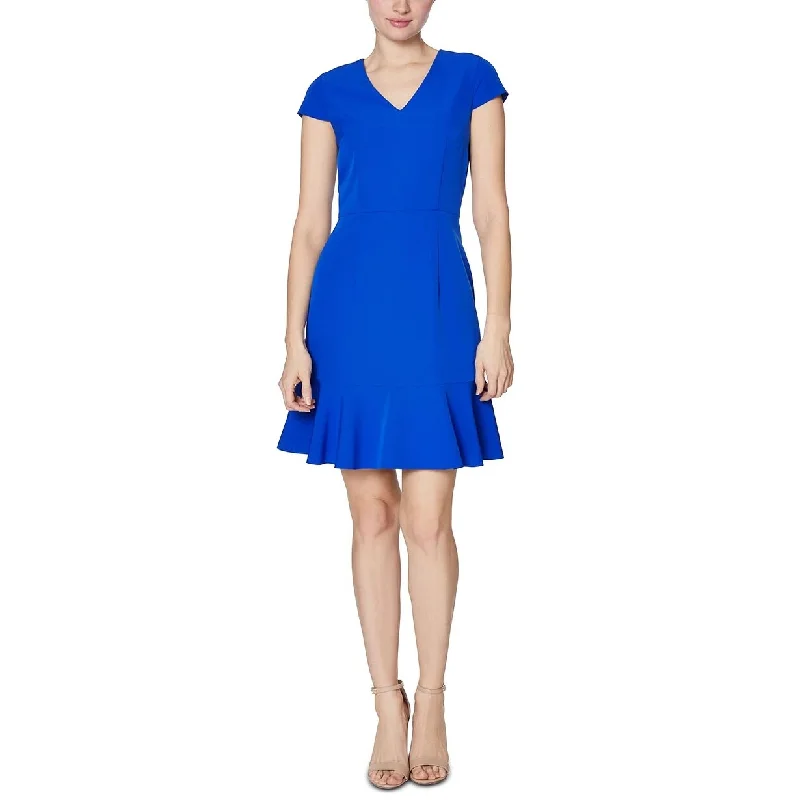 Betsey Johnson Women's Ruffle-Hem Dress Turq/Aqua Size 16 Compression