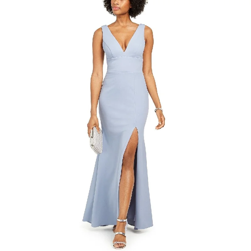 Betsy & Adam Women's Deep V-Neck Gown Blue Size 12 Compression