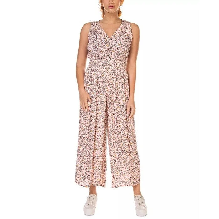 Black Tape Women's Smocked Waist Culotte Printed Jumpsuit Pink Size S - Small Scandinavian