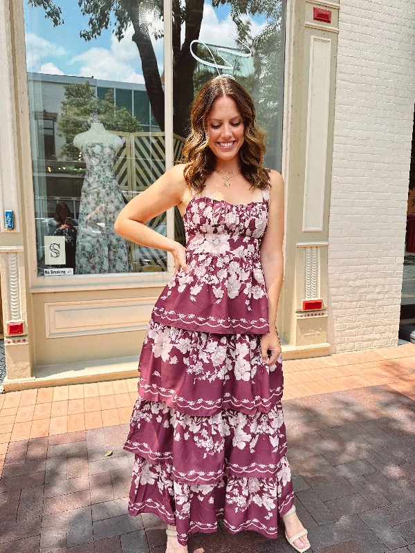 Blooming Tiered Maxi Dress Casual Women's Japanese 