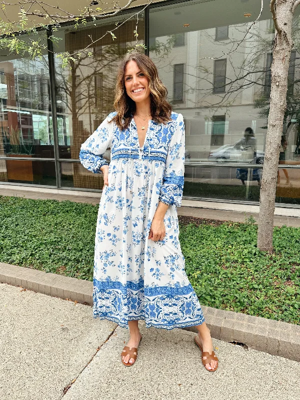 Bluebell Boho Midi Dress Minimalist Women's Casual