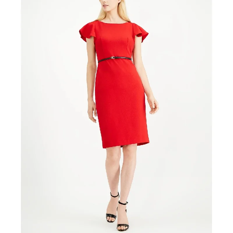 Calvin Klein Women's Belted Ruffle Sleeve Sheath Dress Red Size 12 Cool Women's Skate Calvin Klein Women's Belted Ruffle Sleeve Sheath Dress Red Size 12 Cool Women's Skate