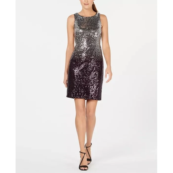 Calvin Klein Women's Ombre Sequin Sheath Dress Gray Size 2 Hip Women's Retro