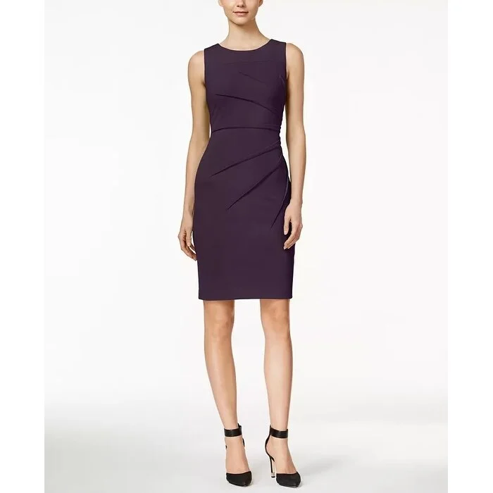 Calvin Klein Women's Sunburst Sheath Dress Purple Size 16 Gym