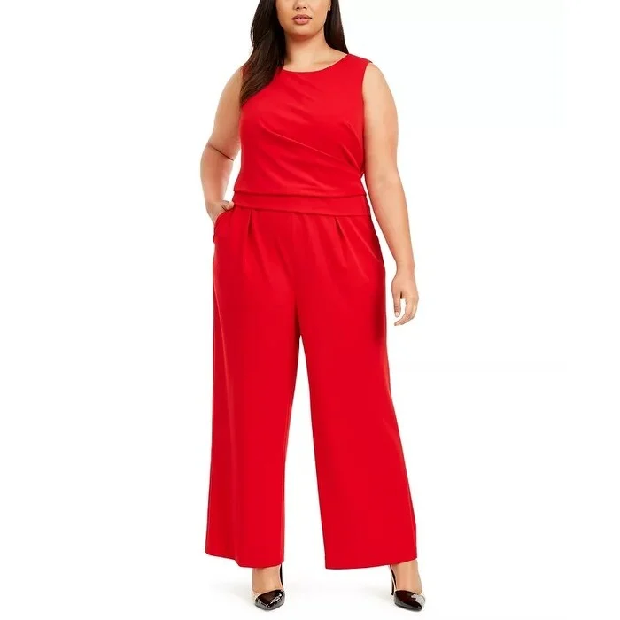 Calvin Klein Women's Wide Leg Jumpsuit Medium Red Size Petite Small - Petite Small Bold Women's Animal Print
