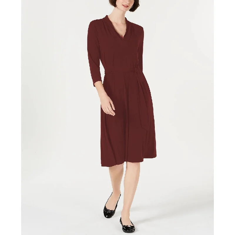 Charter Club Women's 3/4-Sleeve Midi Dress Wine Size Small Luxurious Women's High -  end