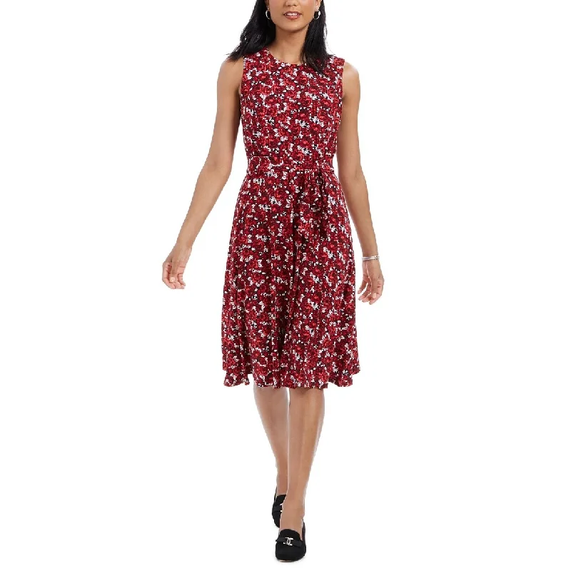 Charter Club Women's Printed Tie-Waist Dress Medium Red Size Small Earthy Women's 