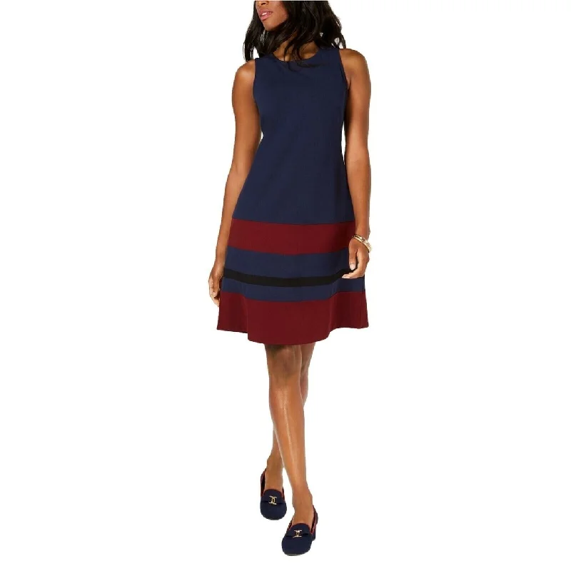 Charter Club Women's Sleeveless A-Line Colorblock Dress Size Small - Navy Relaxed Women's Beachy