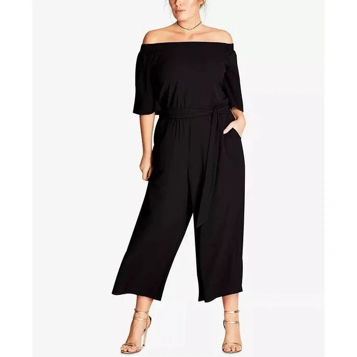 City Chic Women's Plus Off The Shoulder Jumpsuit Black Size Petite Small Edgy Women's Punk City Chic Women's Plus Off The Shoulder Jumpsuit Black Size Petite Small Edgy Women's Punk