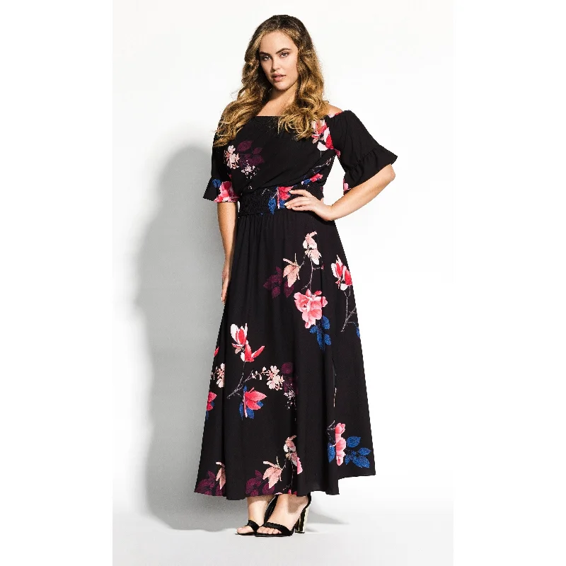 City Chic Women's Spring Lotus Off The Shoulder Maxi Dress Size 16W Dynamic Women's High - energy