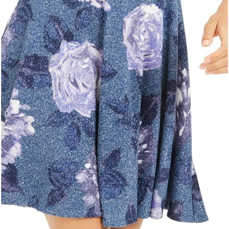 City Studios Juniors' Glitter Floral-Print Skater Dress Blue Size 9 Modern Women's Tech City Studios Juniors' Glitter Floral-Print Skater Dress Blue Size 9 Modern Women's Tech