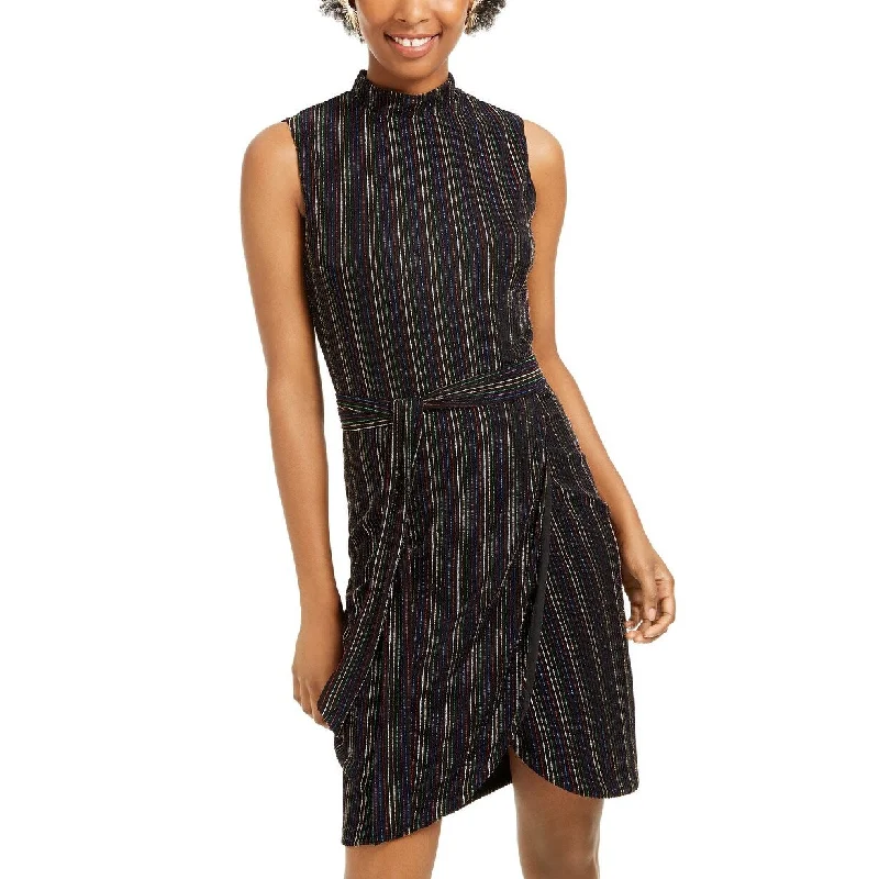 City Studios Juniors' Metallic-Stripe Sheath Dress Black Size Large Gym