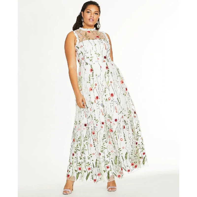 City Studios Women's Trendy Plus Size Embroidered Floral Gown White Size 20W Bohemian Women's Free City Studios Women's Trendy Plus Size Embroidered Floral Gown White Size 20W Bohemian Women's Free