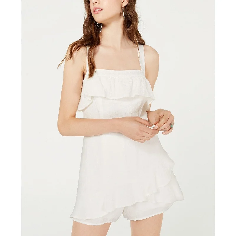 City Triangles Women's Sleeveless Square Neck Romper White Size 3 Youthful Women's Pop City Triangles Women's Sleeveless Square Neck Romper White Size 3 Youthful Women's Pop