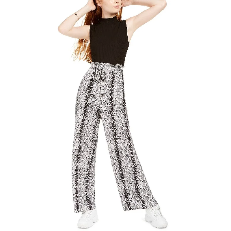 Common Stitch Juniors' Women's Snake-Embossed Paperbag Jumpsuit Black Size Extra Small Bold Women's Statement Common Stitch Juniors' Women's Snake-Embossed Paperbag Jumpsuit Black Size Extra Small Bold Women's Statement
