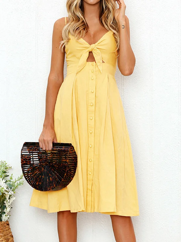 Cutout Smocked Sweetheart Neck Cami Dress Casual Women's Japanese 