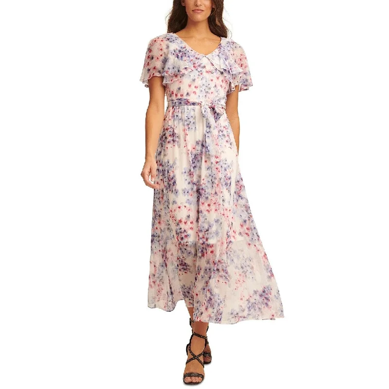DKNY Women's Cape Sleeve Maxi Dress White Size 8 Gym