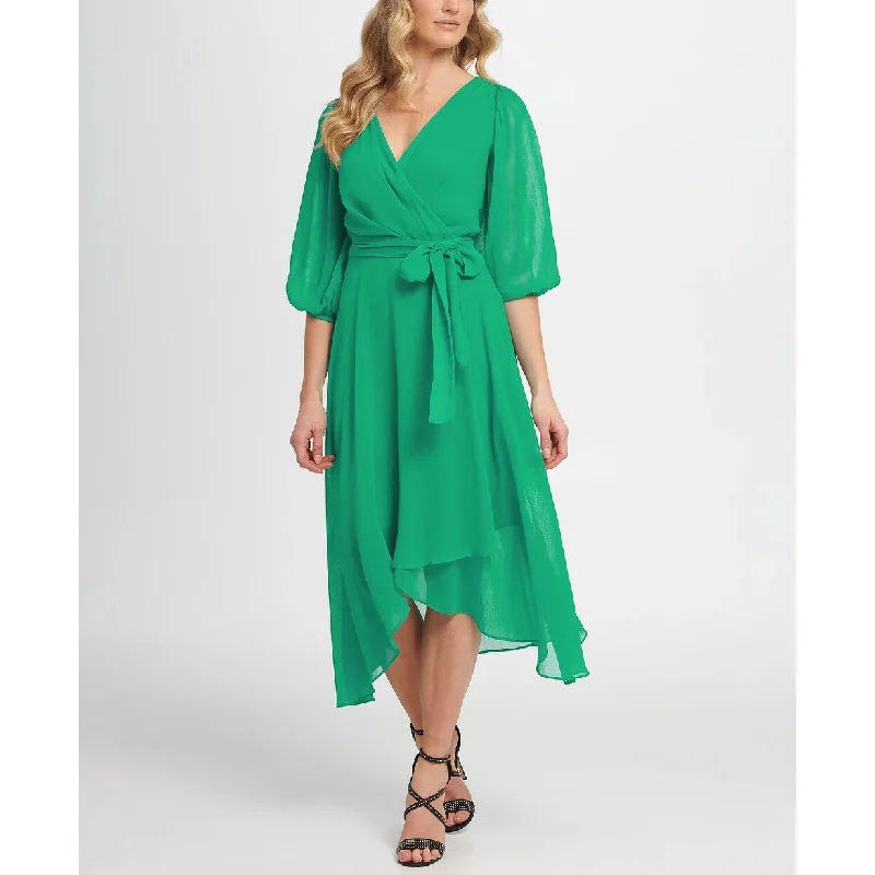 DKNY Women's Tie-Front Shirtdress Green Size 16 Elegant Women's 