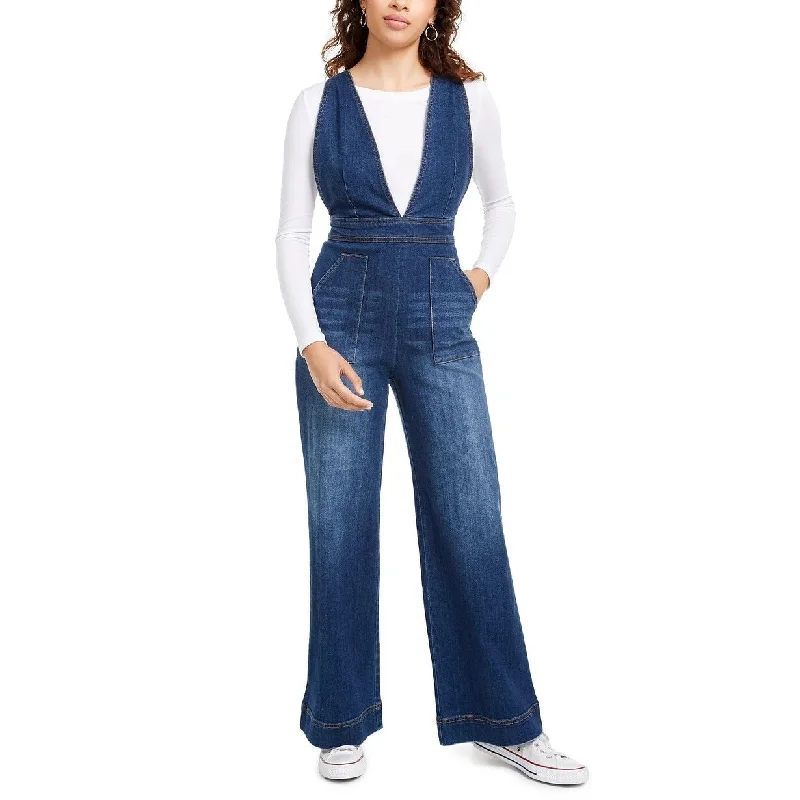 Dollhouse Junior's Sleeveless V Neck Denim Jumpsuit Navy Size 11 Bold Women's Animal Print Dollhouse Junior's Sleeveless V Neck Denim Jumpsuit Navy Size 11 Bold Women's Animal Print