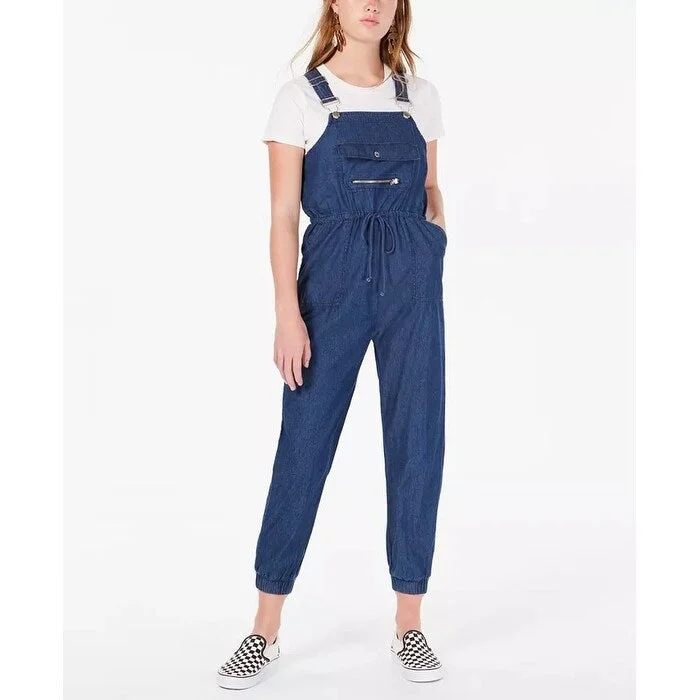 Dollhouse Juniors' Soft Jean Overalls Navy Size Medium Relaxed Women's Beachy