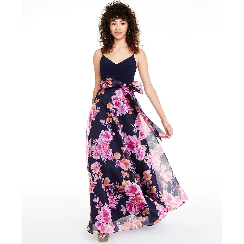 Eliza J Women's Floral Print Ball Gown Navy Size 2 Petite - 2 Petite Elegant Women's Eliza J Women's Floral Print Ball Gown Navy Size 2 Petite - 2 Petite Elegant Women's